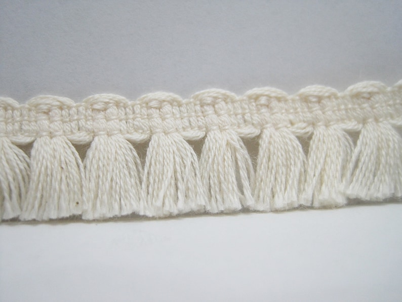 5 Yards 100% Cotton Tassel Trim, Natural trim, Ivory Trim, wholesale trim, trim lot, Cotton tassel fringe, cream tassel fringe, matte fringe image 3