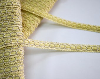 5 Yards 3/8" Yellow-Gold Metallic Braid, Gold lace, gold braided trim, yellow gimp braid, metallic lace trim, cream gimp braid, yellow braid
