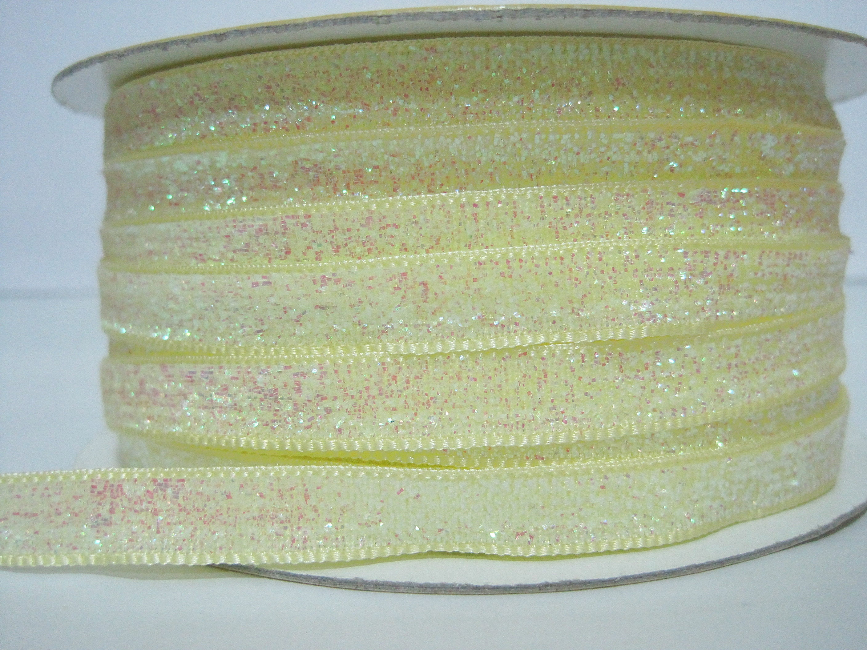 Yellow Shimmer Ribbons 5 Yards 3/8