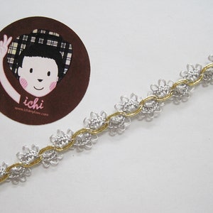 5 yards Silver Picot Rick Rack with Gold braided, Gray Trim, gray picot, gray rick rack, gold metallic rick rack, silver rick rack