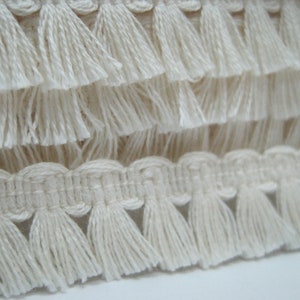 5 Yards 100% Cotton Tassel Trim, Natural trim, Ivory Trim, wholesale trim, trim lot, Cotton tassel fringe, cream tassel fringe, matte fringe image 8