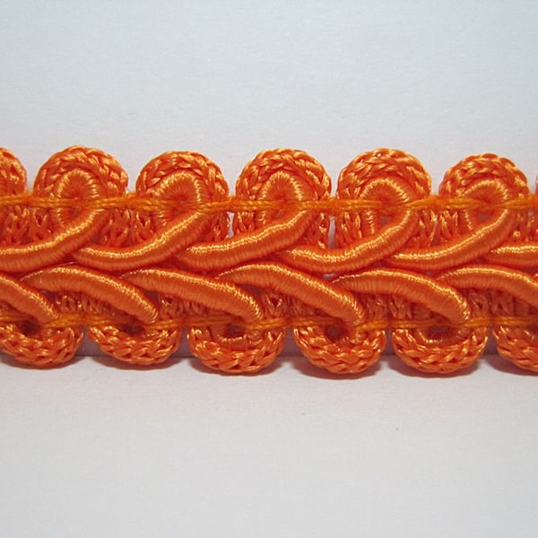 5 Yards 1/2" Orange-Red Gimp Braided Trim, Gimp Braid, Braided Cord, Braided Gimp Trim, Scroll Braid Trim, Chinese Braided Trim,Orange Trim