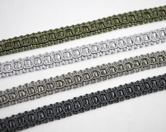 5 Yards 5/16" Gray Braid Trim, Silver Braid trim