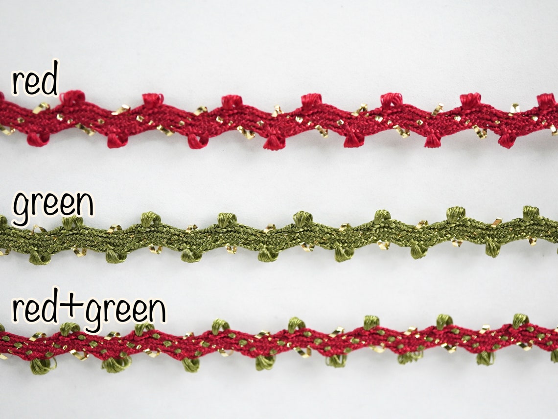 5 Yards Christmas Picot Rick Rack With Gold Metallic, Tiny Rick Rack ...