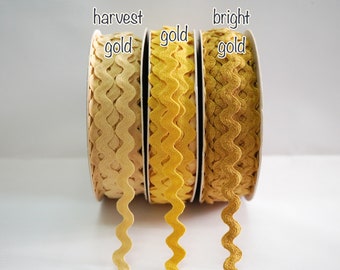 5 Yards 1/2" Gold Matte Rick Rack Trim, Gold Ric Rac Trim, Rick Rack Lot, wholesale rick rack, Rick Rack trim, gold rick rack trim, gold