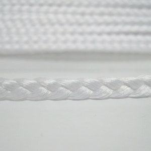 Cordón trenzado de 5 yardas de 1/4", cordón trenzado plano, cordón plano, diadema trenzada, pulsera trenzada, cordón trenzado, cordón blanco, cinta blanca, blanco