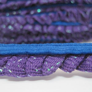 5 yards 2 Tone Elastic Trim, Ruffle Trim, Elastic Trim, elastic ribbon, elastic ruffle, blue trim, purple elastic trim, blue elastic trim