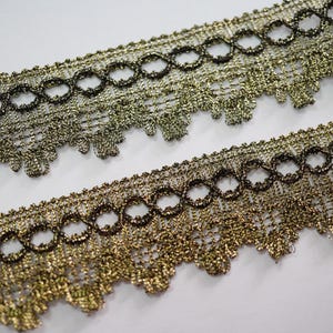 5 Yards 1&quot; Black-Gold Metallic Lace, gold metallic lace, gold braided trim, metallic lace, black gold lace, black gold braid, black
