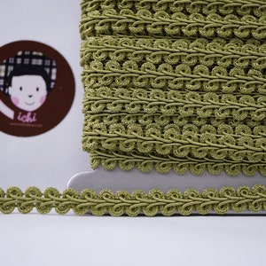 5 Yards 3/8" Olive Drab Green Gimp Braided Trim, Gimp Braid, Braided Cord, Braided Gimp Trim, Scroll Braid Trim, Olive Green trim