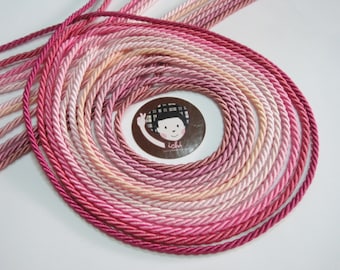 5 Yd 4 mm Twisted Cord, Pink Twisted Cord, Braided cord, soutache cord, jewelry making cord, pink cord, pink trim, bracelet cord, hot pink