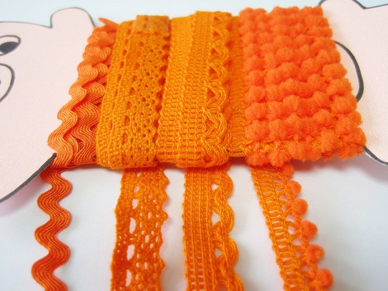4 Yards Orange Trim Trim Lot Lace Trim Cotton Lace Trim Etsy