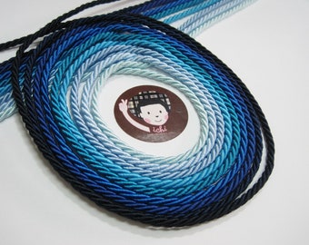 5 Yd 4 mm Twisted Cord, Blue Twisted Cord, Braided cord, soutache cord, jewelry making cord, blue cord, blue trim, bracelet cord, blue cord