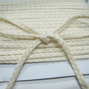 5 Yards 100% Cotton Braid, Natural trim, Ivory Trim, wholesale trim, trim lot, Cotton rope, cotton flat braid, unbleached cotton rope