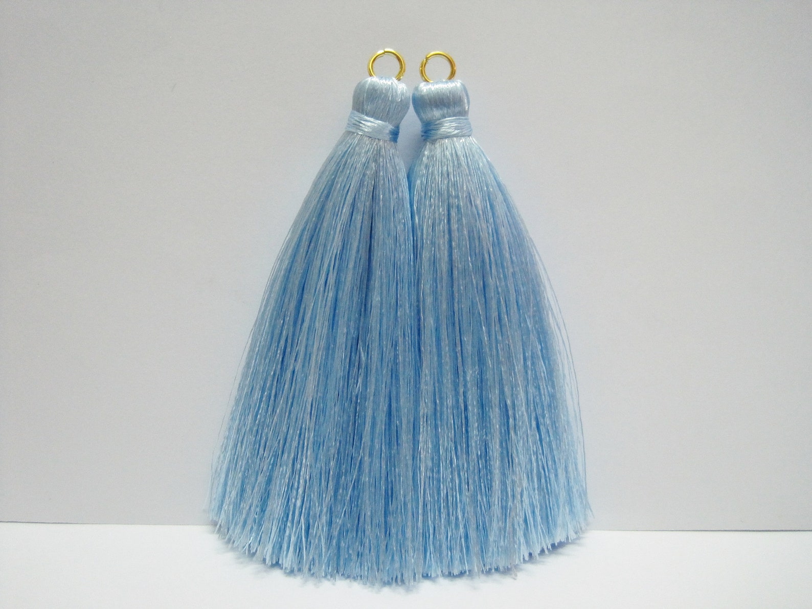 10 pcs Light Blue SP11 Long tassel w/ Jump Ring Wholesale Etsy