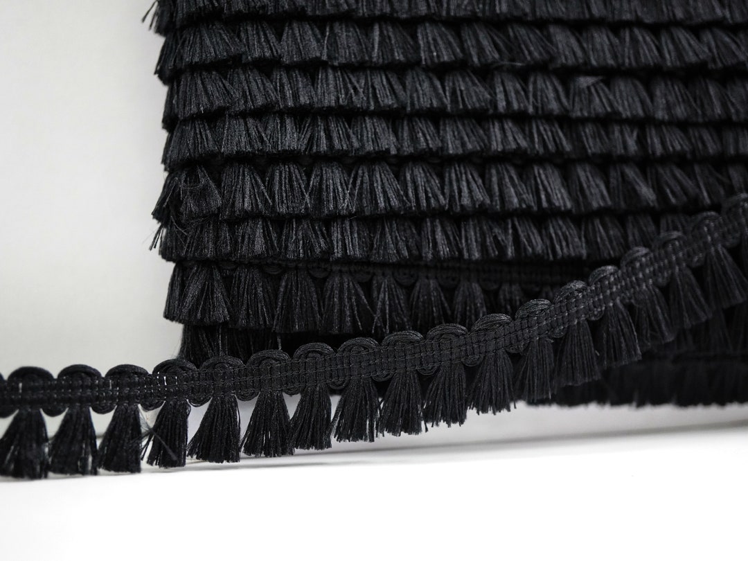 5 Yards Black Matte Mini Tassel Trim Matte Tassel Trim Black - Etsy