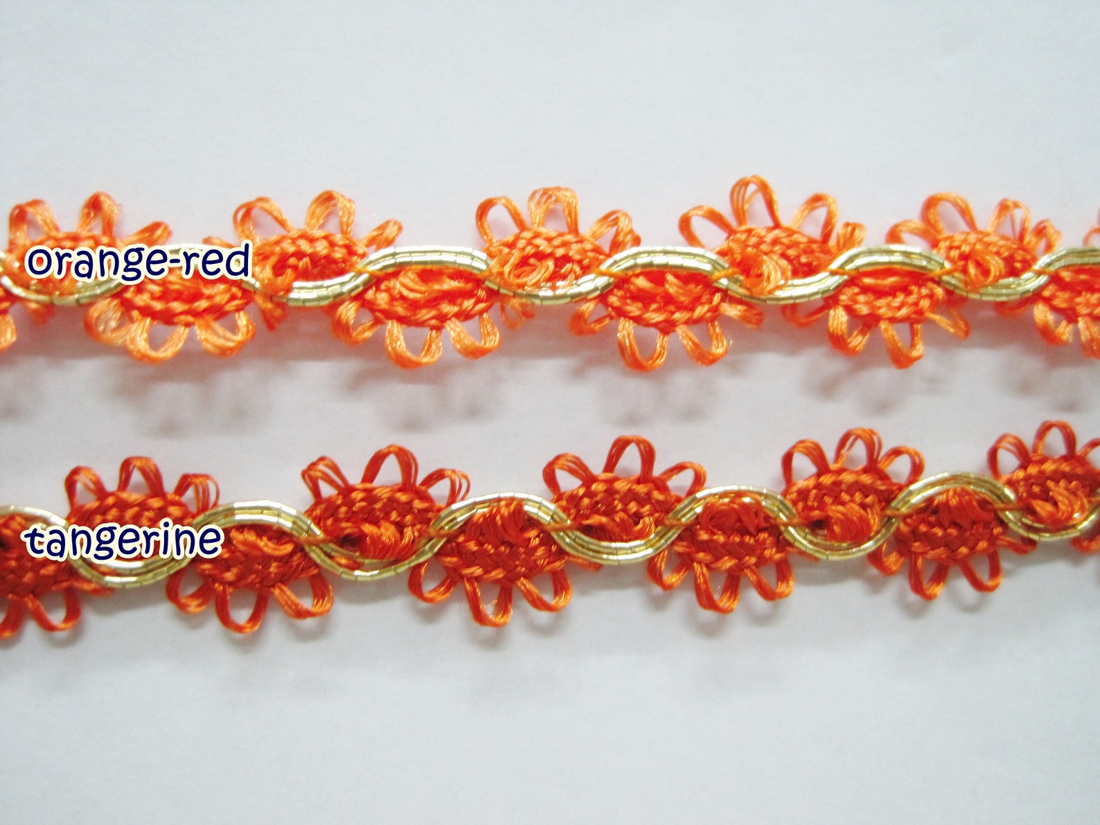 Orange Rick Rack 5 Yards Orange Picot Rick Rack With Gold Braided, Orange Trim, Orange ...
