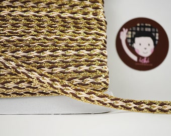 5 Meter 5/16"Dunkelbraun-Vanille Gold Metallic Borte