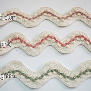 5 Yards Ivory Jumbo Rick Rack Trim With Olive Green Flower, Ivory Rick ...