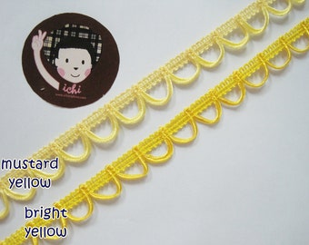 5 yards Yellow Loop trim, loop trim, braided trim, button looping trim, yellow button loop, yellow lace, loop lace, yellow scallop lace