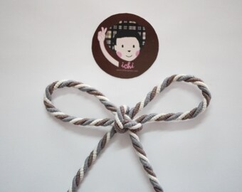5 yds 4 mm Brown-Light Gray-Ivory Twist Cord