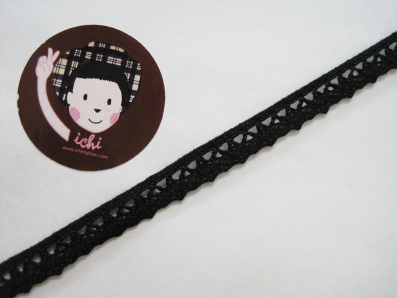 5 yards 3/8 Black Crochet Lace Trim, Lace Trim, Crochet Lace Trim, Cotton Lace Trim, Lace Trim Ribbon, Black Lace, Black trim, Black ribbon image 3