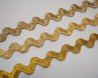 5 Yards Gold Rick Rack with Silver/Gold Metallic, gold metallic rick rack, sparkly rick rack, wholesale rick rack, silver metallic rick rack