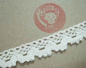 5 yards Cream Lace Trim 1.5 cm-wide, Crochet lace trim, Ivory lace trim, Cotton Trim, Trim, Unbleached Cotton Trim, cream lace, cotton lace