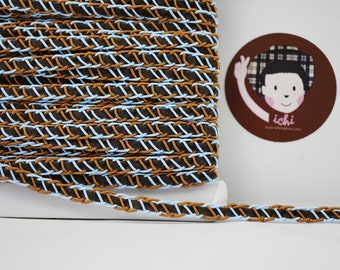 5 yards Black Velvet with Blue-Brown Braid, braided trim, velvet ribbon, ribbon insert, inserted lace, decorative trim, black velvet ribbon