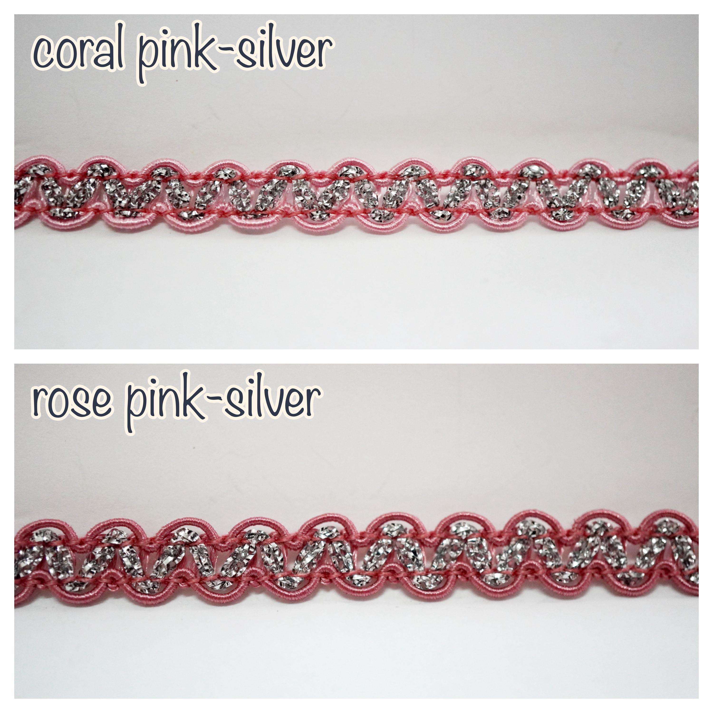 5 Yards Pink Rick Rack With Silver/gold Metallic, Pink Trim, Pink Rick ...
