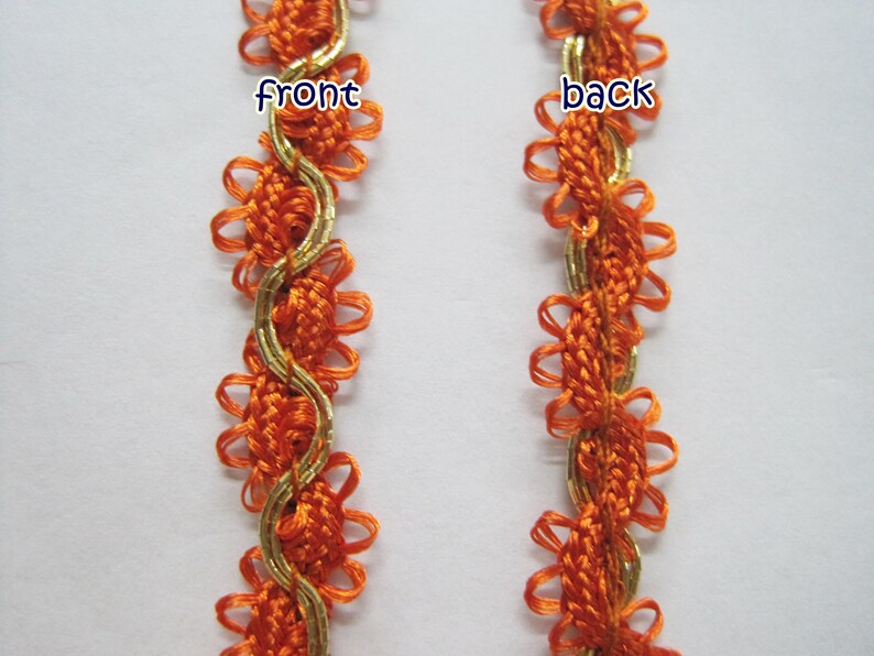 Orange Rick Rack 5 Yards Orange Picot Rick Rack With Gold Braided, Orange Trim, Orange ...