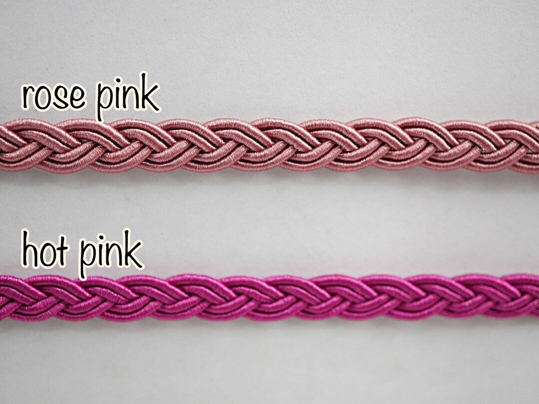 5 Yards 1/4 Pink Braided Cord, Pink Cord, Flat Braided Cord, Flat Cord