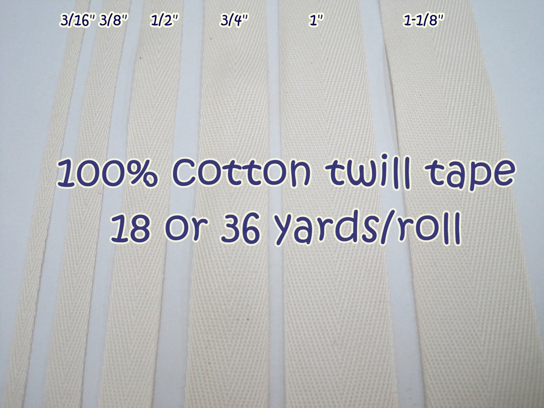 1 Roll 100 Cotton Herringbone Tape, Cotton Twill Tape, Unbleached