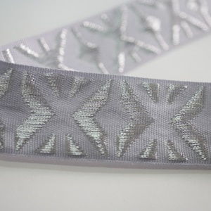 5 yards 1&quot; Silver Ribbon with Silver metallic, silver ribbon, gray metallic silver ribbon, jacquard ribbon,ethnic jacquard ribbon