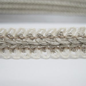 5 Yards Linen Cotton Gimp Braid, Natural trim, wholesale trims, linen lace, cotton lace trim, natural lace trim, linen trim tape, linen lace