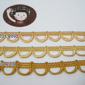 5 yards Gold Loop trim, loop trim, braided trim, button looping trim, gold button loop, gold lace, loop lace, gold scallop lace, gold braid