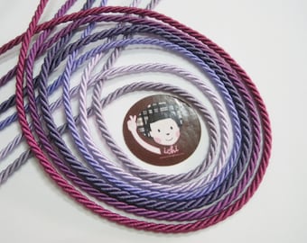 5 Yd 4 mm Twisted Cord, Purple Cord, Braided cord, soutache cord, jewelry making cord, purple cord, violet cord, violet trim, bracelet cord