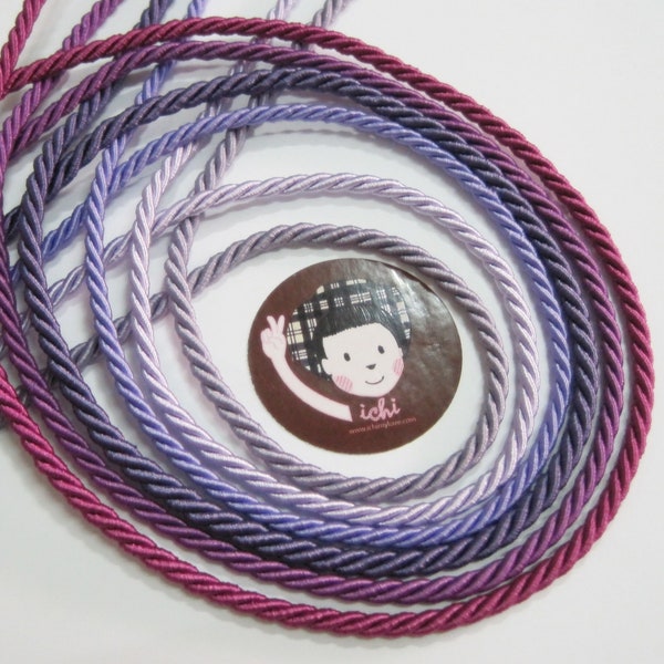 Cordón trenzado de 5 Yd 4 mm, cordón púrpura, cordón trenzado, cordón soutache, cordón de fabricación de joyas, cordón púrpura, cordón violeta, ribete violeta, cordón de pulsera