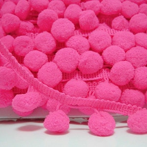 5 Yards 1.2 cm Pom Pom Trim, Pink pom pom Trim, Shocking pink trim, Trim Lot, Wholesale, Trims, Pink, Large Pom Pom Fringe, Hot Pink Trims