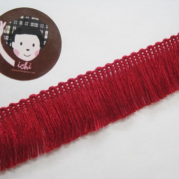 5 Yards Ruby Cotton Tassel Trim, Red tassel fringe, wholesale trim, red tassel, red cotton tassel, red chainette fringe, dark red fringe