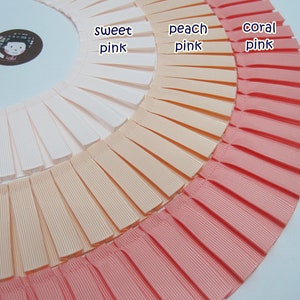 1 Yd 2&quot; Pink Grosgrain Box Pleated Trim, Box Pleated Trim, Box Pleated Ribbon Trim, Pleat Grosgrain Ribbon, box pleated ribbon trim, pink