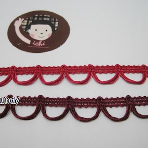 5 yards Red Loop trim, loop trim, braided trim, button looping trim, red button loop, burgundy lace, loop lace, red scallop lace, red braid