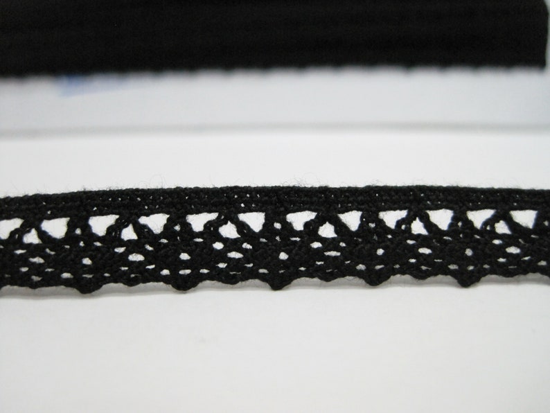 5 yards 3/8 Black Crochet Lace Trim, Lace Trim, Crochet Lace Trim, Cotton Lace Trim, Lace Trim Ribbon, Black Lace, Black trim, Black ribbon image 2