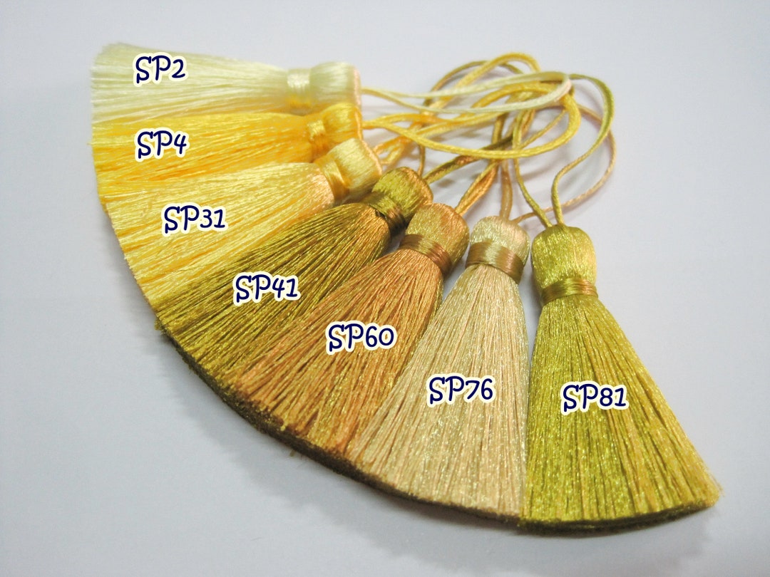 10 Pcs Yellow Gold Short Tassel, Wholesale Tassels, Silk Tassel, Mini
