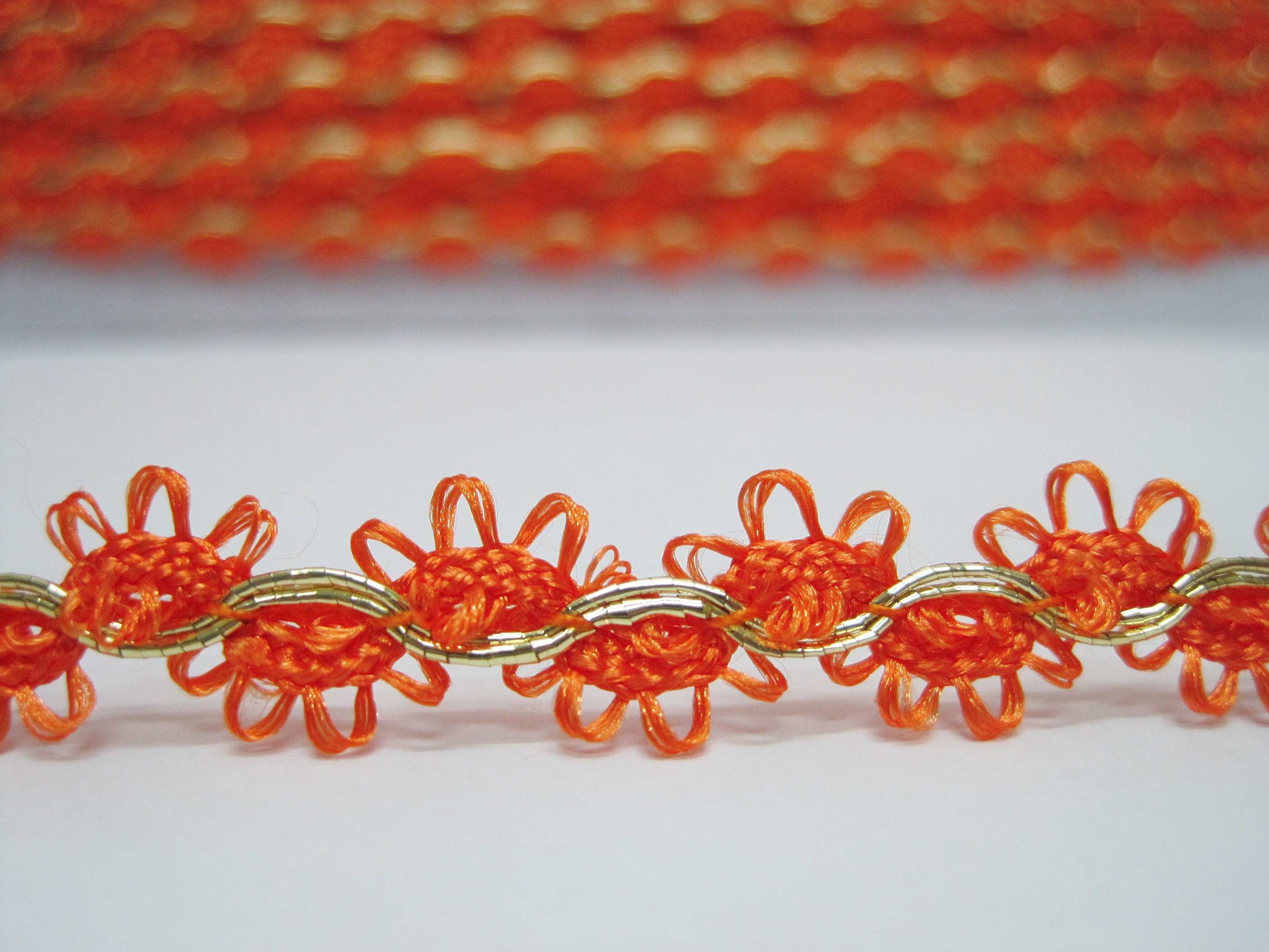 Orange Rick Rack 5 Yards Orange Picot Rick Rack With Gold Braided, Orange Trim, Orange ...