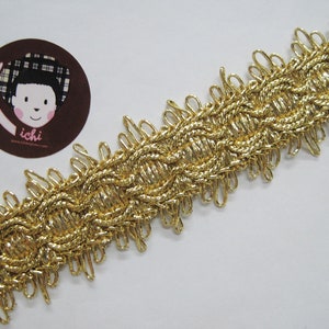5 Yards 1 1/2" Light Gold Metallic Lace, Gold lace, Gold braid, Gold braided trim, Scallop trim, metallic lace trim, wholesale laces, gold
