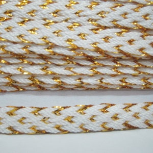 5 yards White Ribbon with Gold embroidered, white ribbon, wholesale trim, gold ribbon, white trim, white ribbon trim, white braid,gold braid