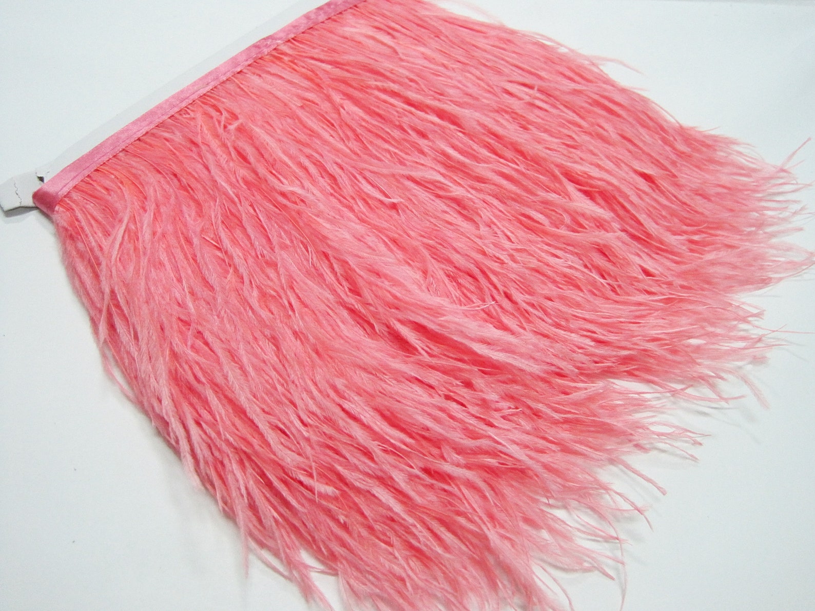1 Yard Ostrich Trim Coral Pink Fringe Ostrich Feather Etsy