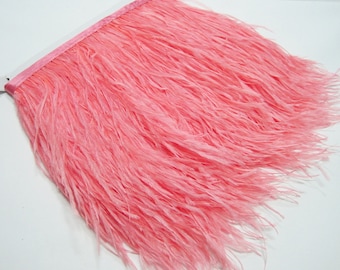 Coral Pink Ostrich Feather trim