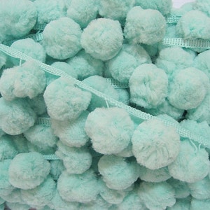 5 yards 3,5 cm Jumbo Pom Pom Trim, Mint Pom Pom Trim, Extra Grote Pom Pom, Mint pom pom franje, Pom Pom Fringe, Mint Trim, pom pom slinger