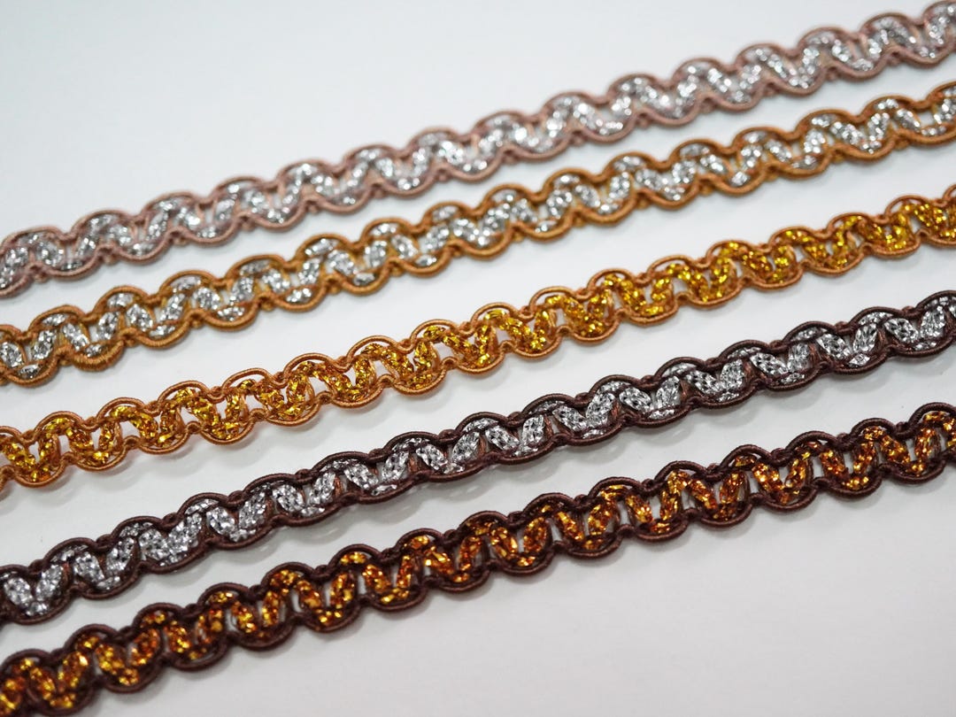 Digital Rick Rack Frame For Slideshow 5 Yards Brown Rick Rack With Silver/gold Metallic, Brown Trim, Brown ...